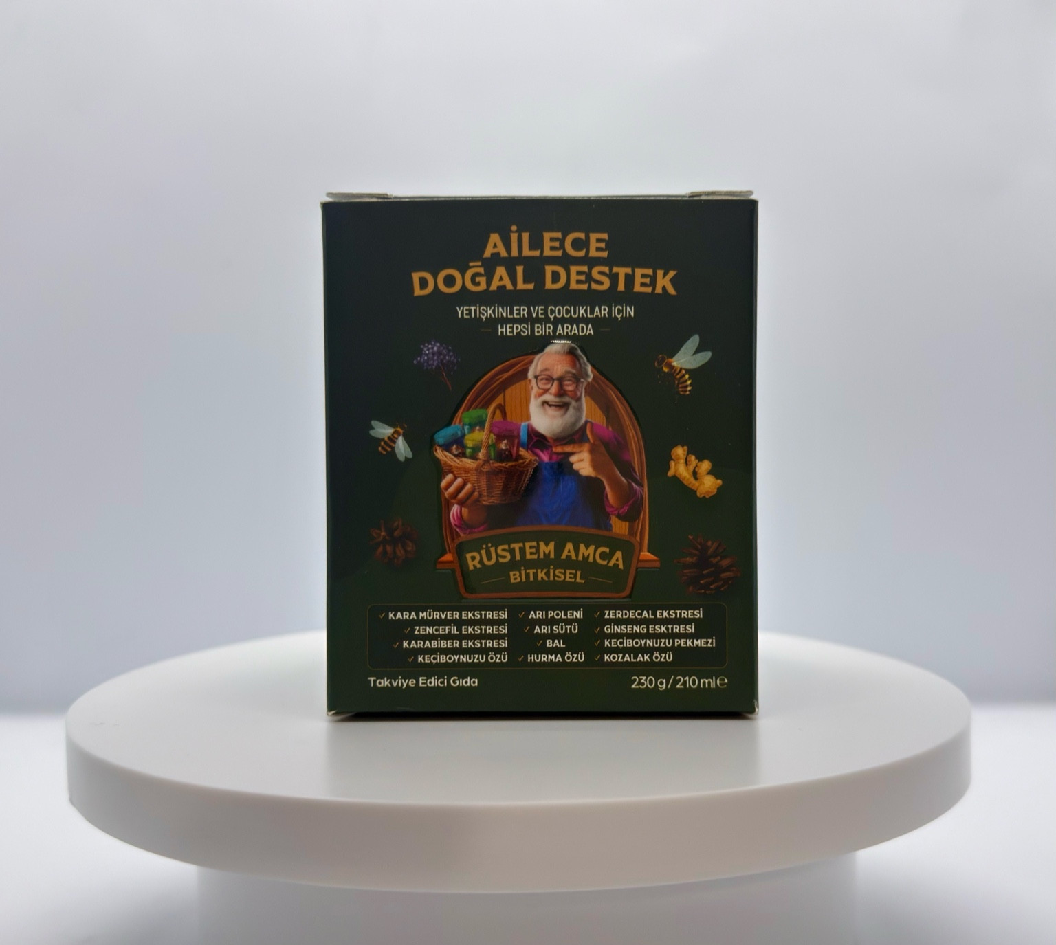 Rüstem Amca Bitkisel '' Ailece Doğal Destek'' Yetişkinler ve Çocuklar İçin ''Bağışıklık Destekleyici'' Takviye Edici Gıda/Net Miktar: 230 g - Görsel 2